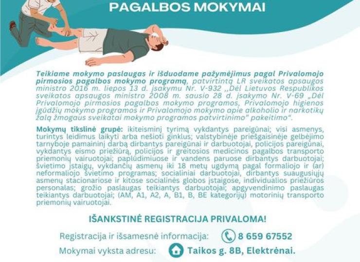 Privalomieji licencijuoti pirmosios pagalbos mokymai. 