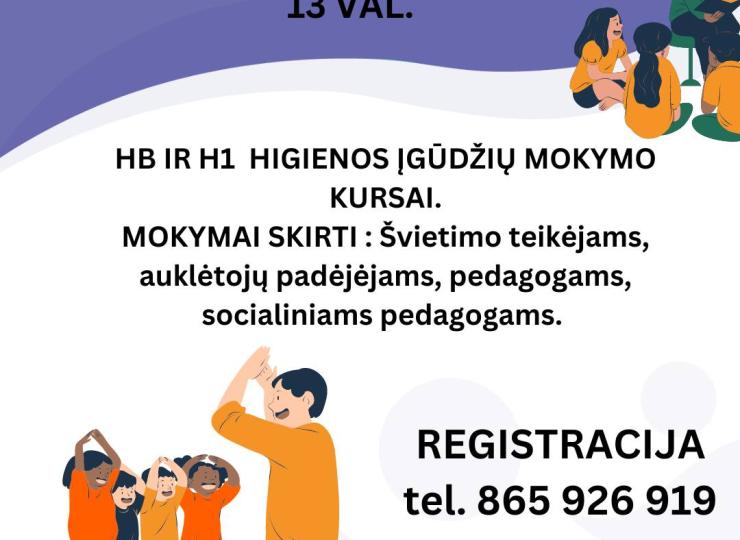 Kviečiame į privalomojo higienos įgūdžių mokymo bendrąją ir specialiąją programą (HB, H1) mokymo kursus
