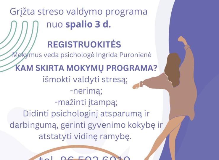 Grįžta streso valdymo programa