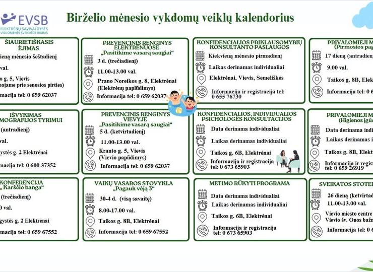 Birželio mėnesio veiklos gyventojams