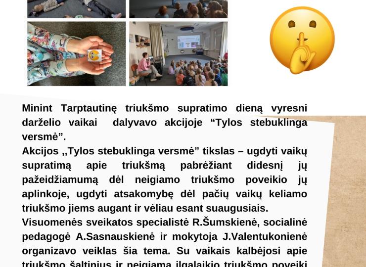  „Tylos stebuklinga versmė“ Elektrėnų vaikų lopšelyje-darželyje „Drugelis“