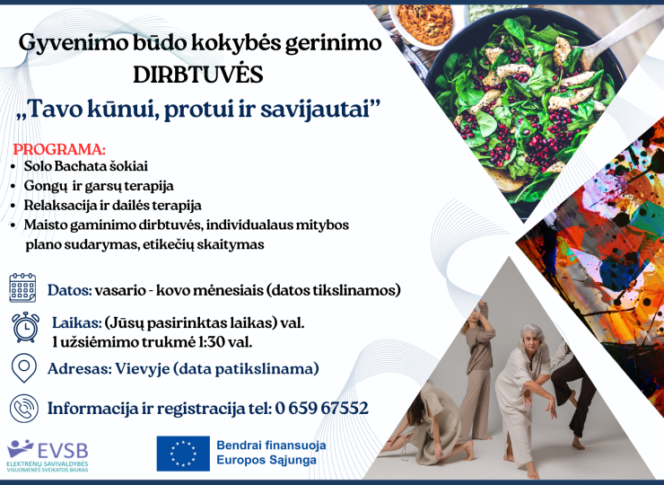 Nemokamos aktyvaus gyvenimo būdo dirbtuvės Vievyje