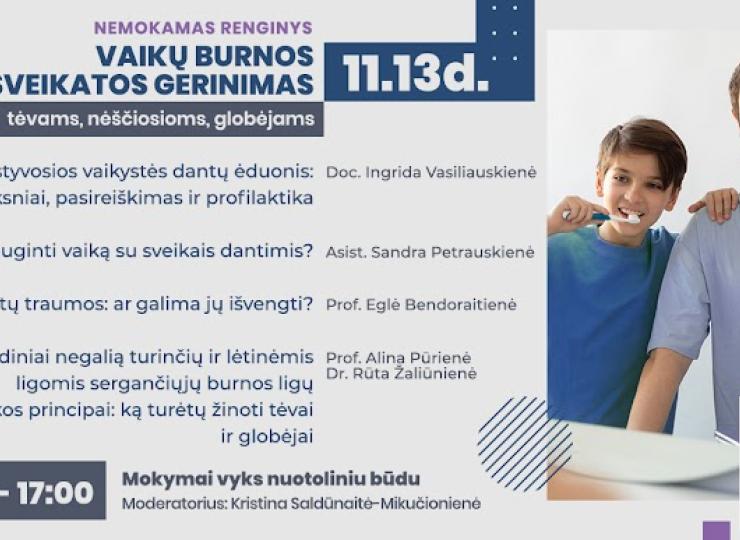 Nemokami nuotoliniai seminarai „Vaikų burnos sveikatos gerinimas“