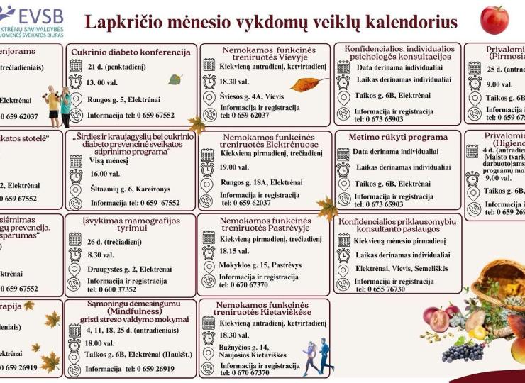 Lapkričio mėnesio veiklos gyventojams!