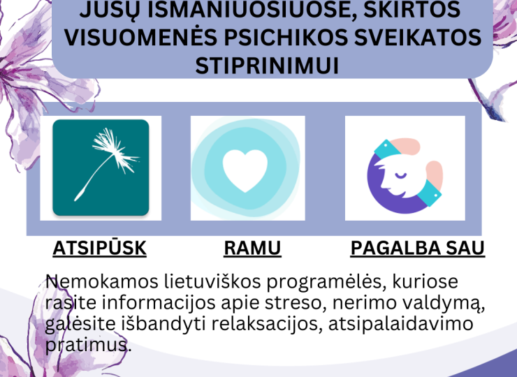 Nemokamos  visuomenės psichikos sveikatos stiprinimo programėlės