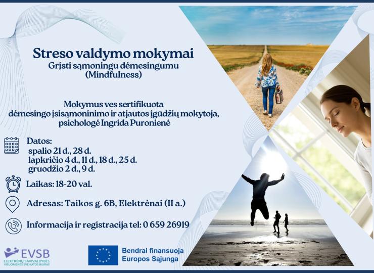 KVIEČIAME DALYVAUTI STRESO VALDYMO MOKYMUOSE (MINDFULNESS)