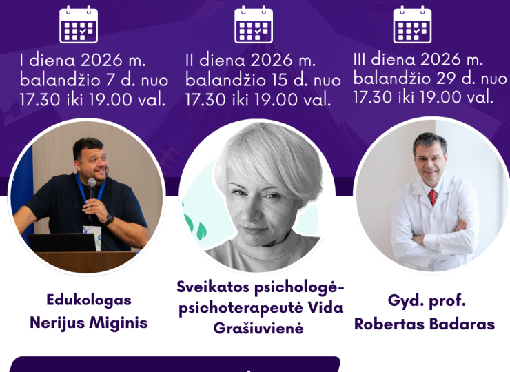 Kviečiame į NEMOKAMUS trijų dalių užsiėmimus tėvams