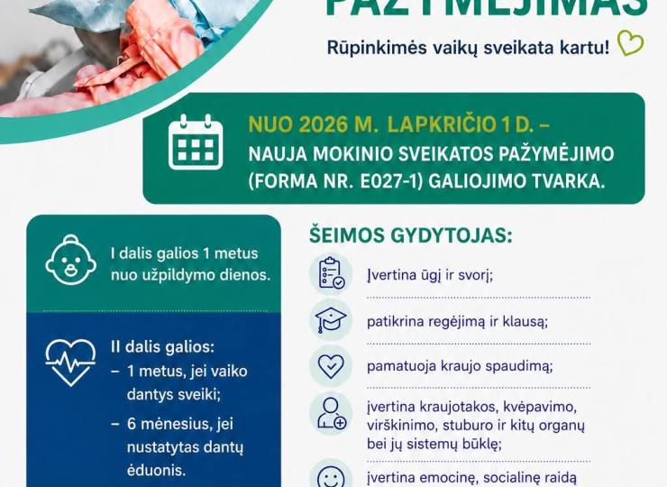 Informacija tėveliams auginantiems mokylinio ir ikimokyklinio amžiaus vaikus